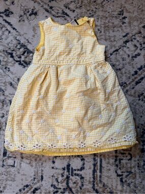 Baby GAP Yellow Gingham Floral Eyelet Dress